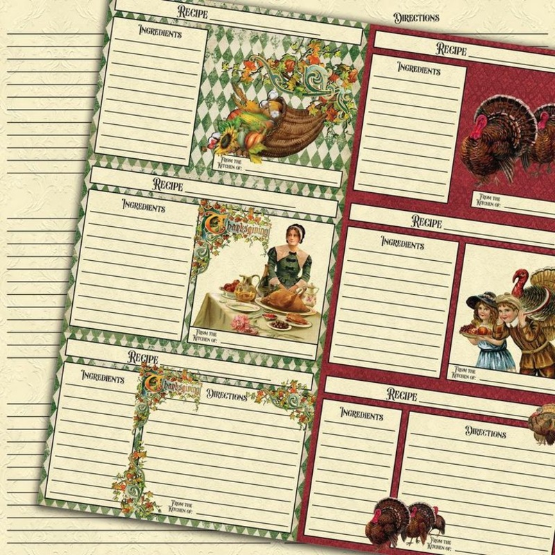 – Bountiful Blessings – Recipe Cards – Sheet B – 12×12 – Cotton Bristol
