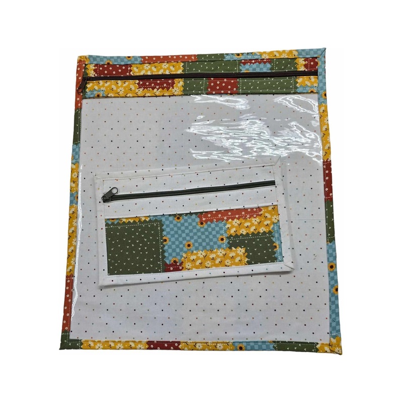– Fabric with Vinyl Craft Keeper with matchng notions keeper / Fall Plaid & Polka Dots
