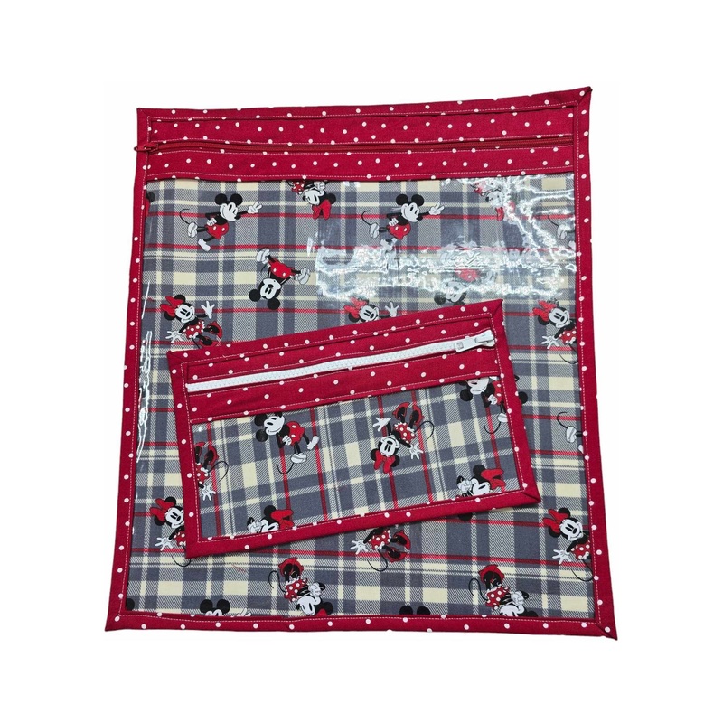 – Fabric with Vinyl Craft Keeper with matchng notions keeper /Mickey and Dots (dots backside)