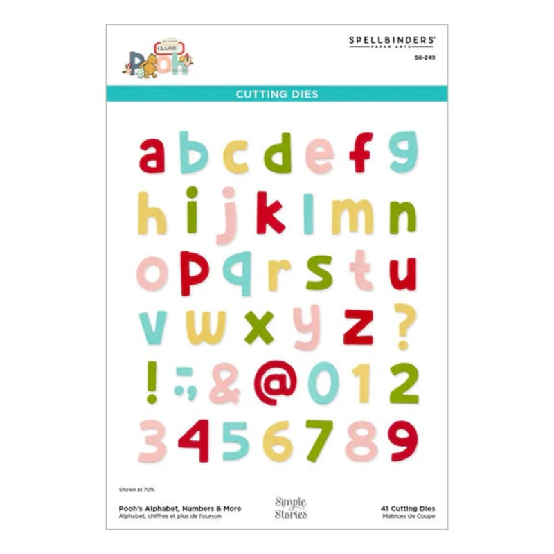 Spellbinders – Pooh’s Alphabet, Numbers & More Etched Dies from the Say Cheese Classic Pooh Collection in Collaboration with Simple Stories