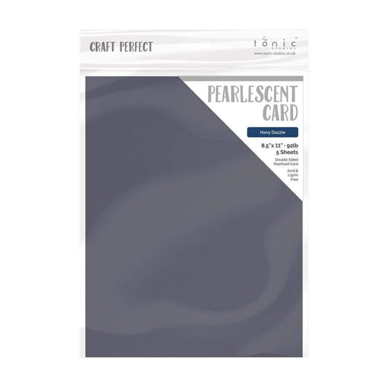 Tonic Studio – Craft Perfect Pearlescent Cardstock – 8.5″X11″ 5/Pkg – Navy Dazzle