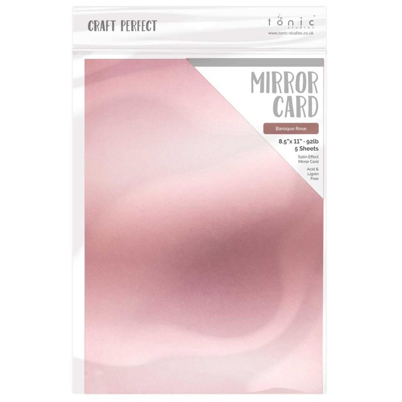Tonic Studio – Craft Perfect Satin Mirror Cardstock – 8.5″X11″ 5/PKG – Baroque Rose