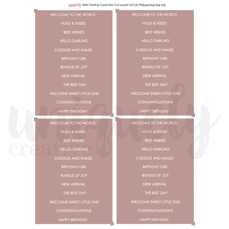 Uniquely Creative – Hello Darling – Coral Cut-a-Part Sheet Mini