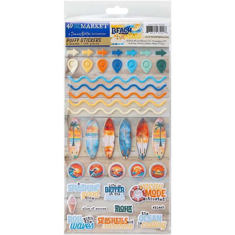 49 & Market – Beach Vibes – Puffy Stickers