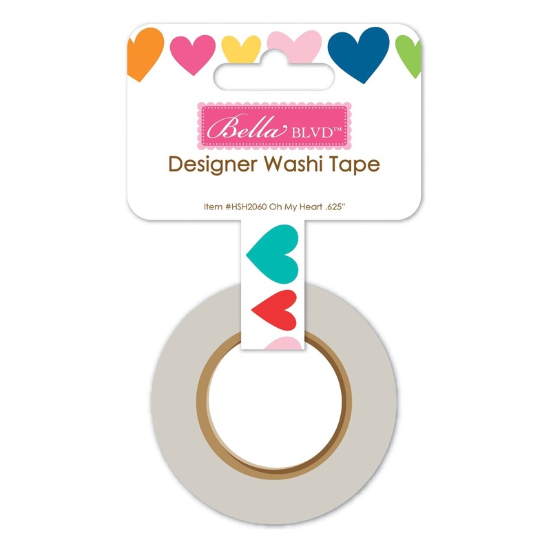 Bella Blvd – Let’s Scrapbook! Collection – Coordinating – Washi Tape / .625″ – Oh My Heart / BB2060