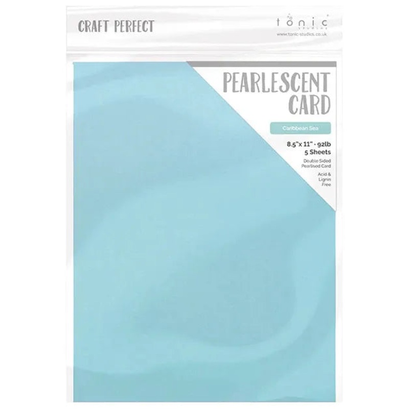 Tonic Studio – Craft Perfect Pearlescent Cardstock – 8.5″X11″ 5/Pkg – Caribbean Sea