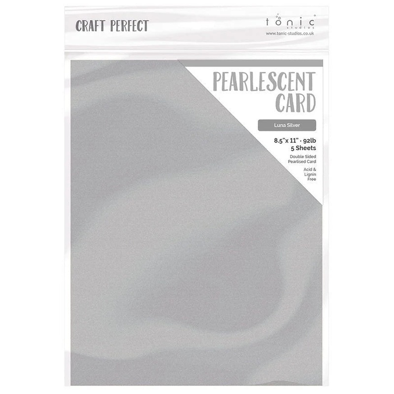 Tonic Studio – Craft Perfect Pearlescent Cardstock – 8.5″X11″ 5/Pkg – Luna Silver