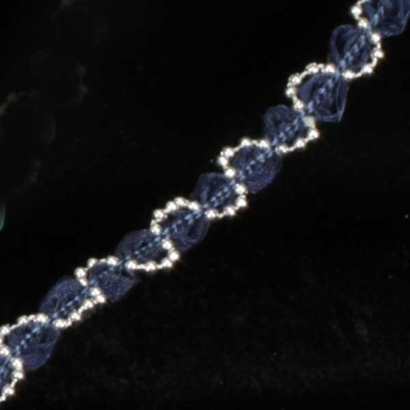 The Ribbon People Blue and Silver Pearl Twisted Craft Ribbon 0.5″ x 55 Yards